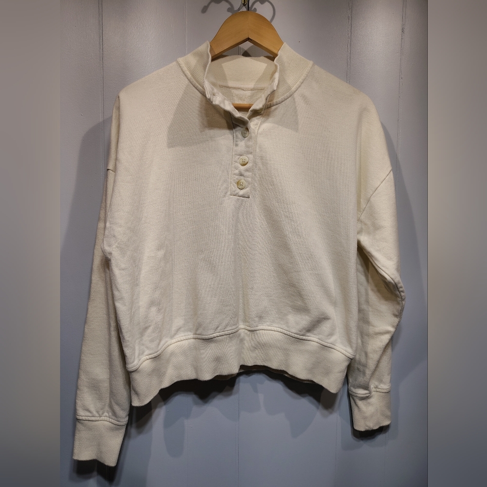 Calia by Carrie Underwood 100% Cotton Cream Button Pullover Sweatshirt‎ Medium